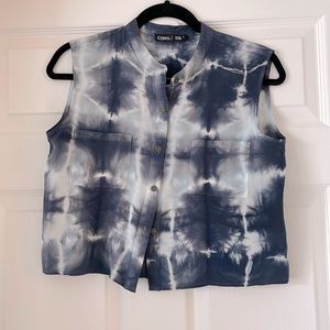 Gypsy tie dye cropped sleeveless button up